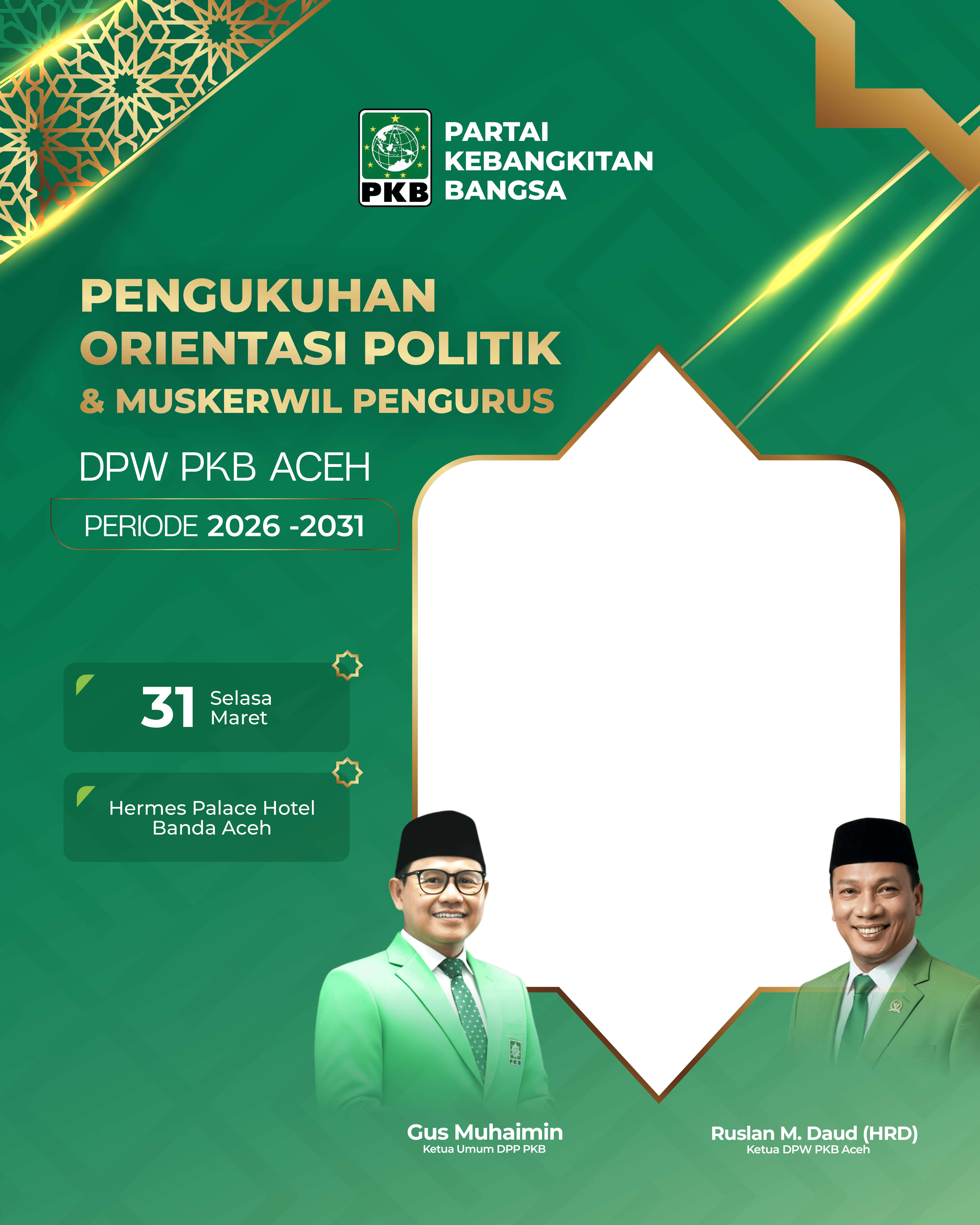 Pengukuhan DPW PKB Aceh 2026Twibbon Tanpa Watermark