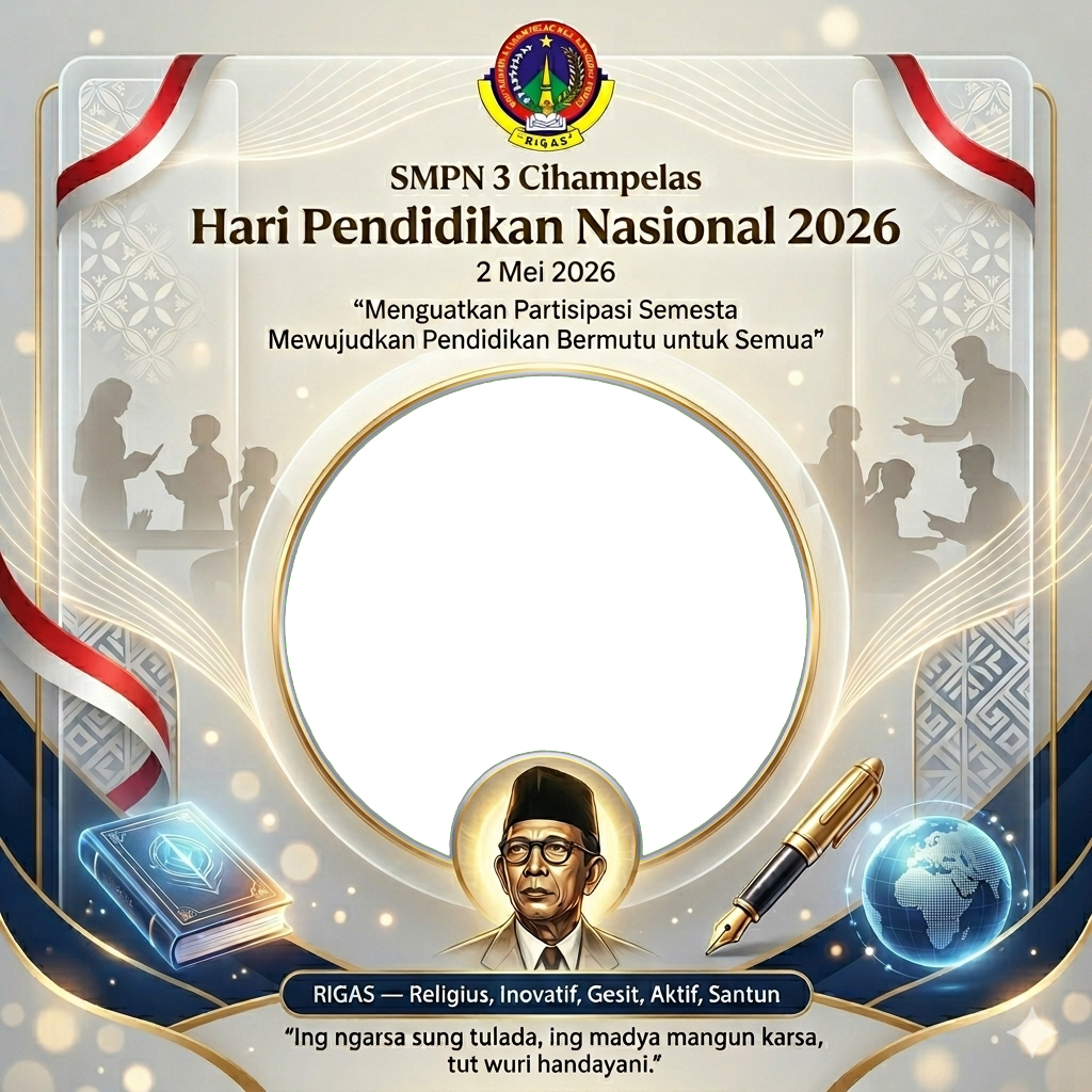 Hari Pendidikan Nasional SMPN 3 Cihampelas 2026Twibbon Tanpa Watermark