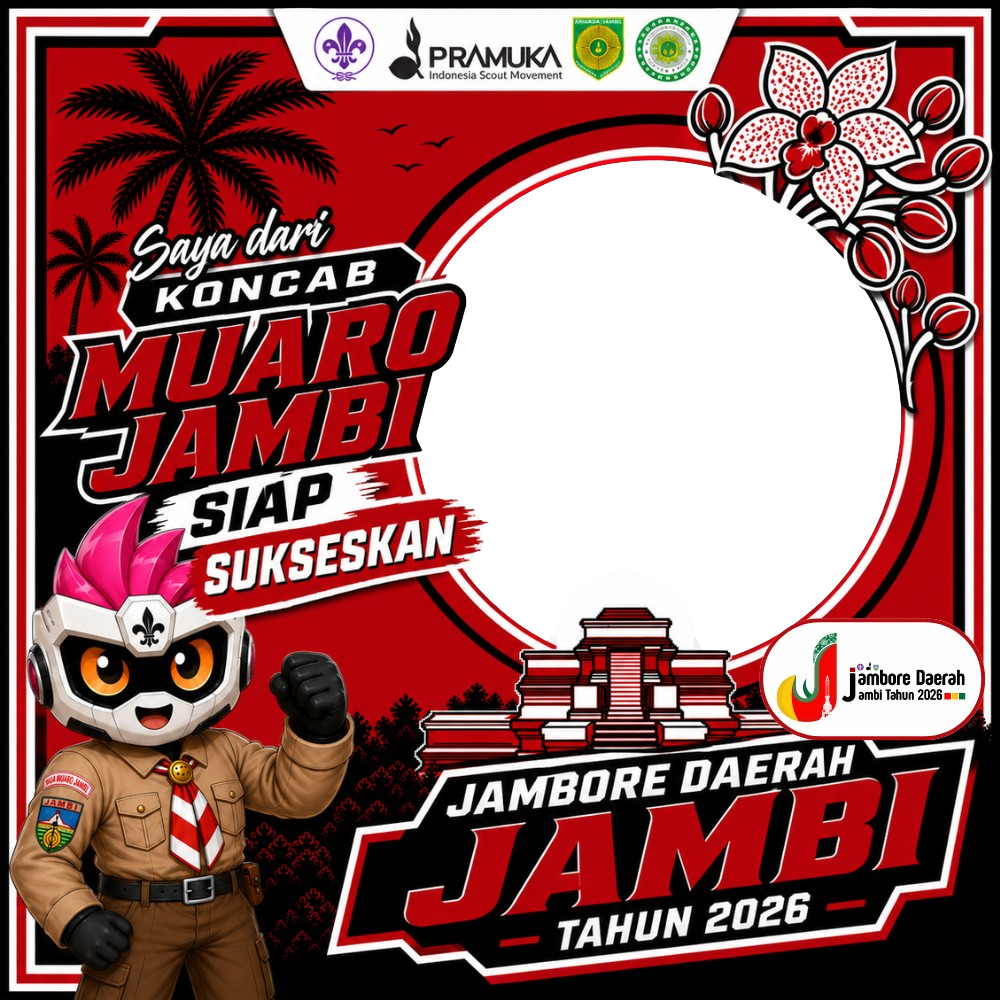 Saya dari Koncab Muaro Jambi Siap Sukseskan JAMBORE DAERAH JAMBI 2026Twibbon Tanpa Watermark
