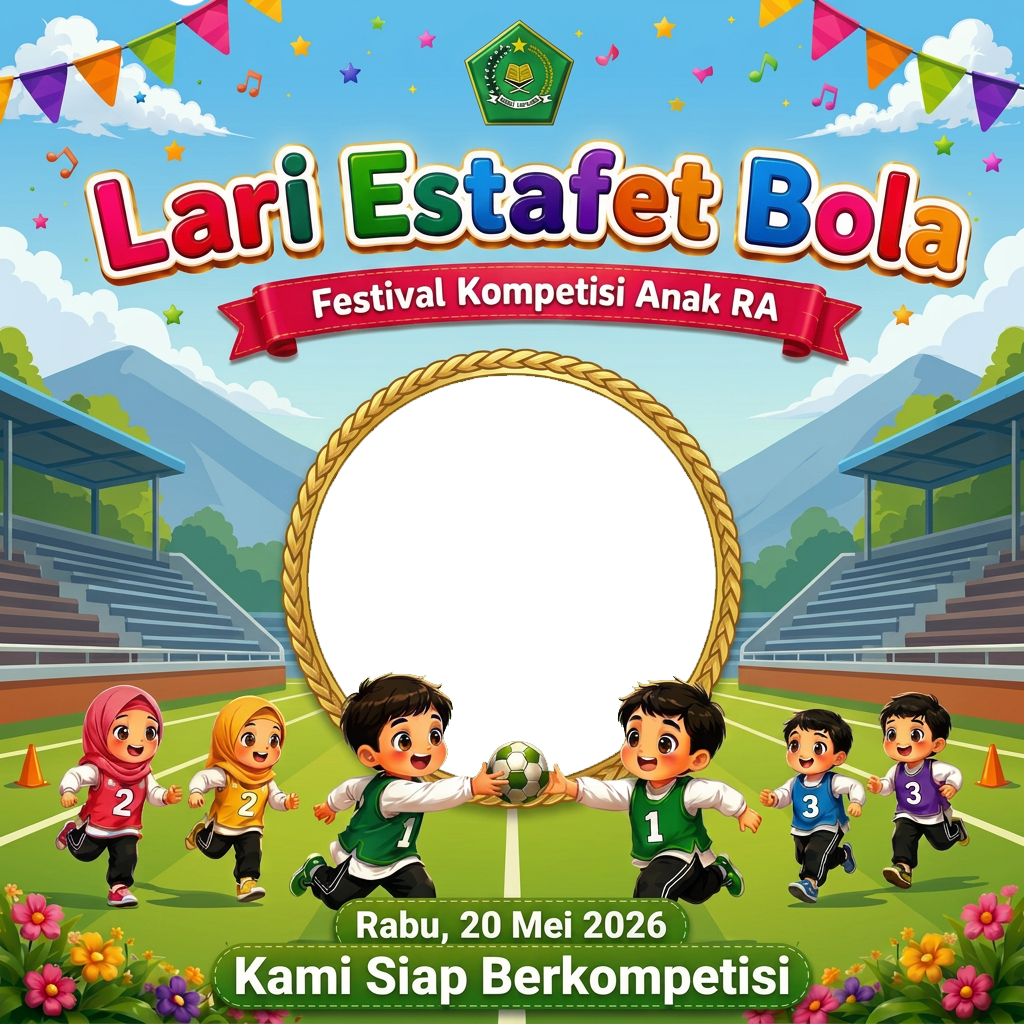 Lari Estafet Bola Festival Kompetisi Anak RA Tahun 2026Twibbon Tanpa Watermark
