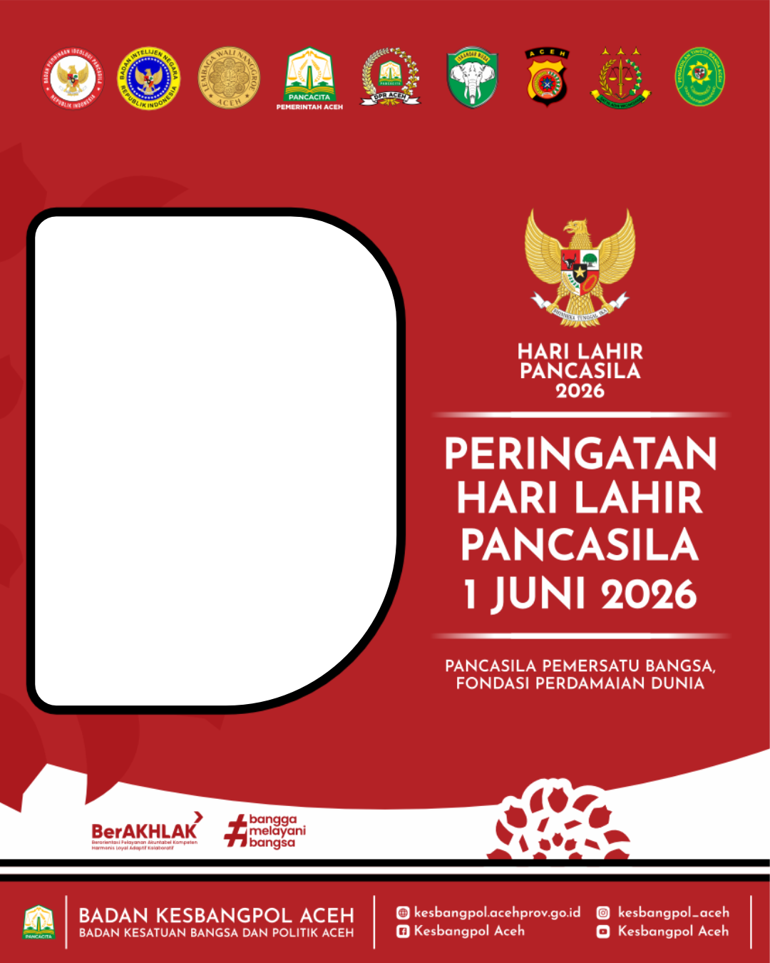 Peringatan Hari Lahir Pancasila 1 Juni 2026Twibbon Tanpa Watermark