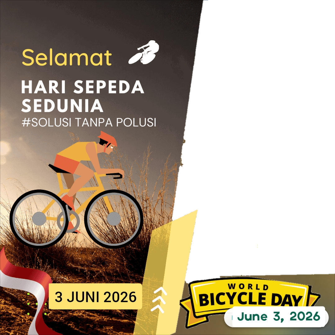 Selamat Hari Sepeda Sedunia 3 Juni 2026Twibbon Tanpa Watermark
