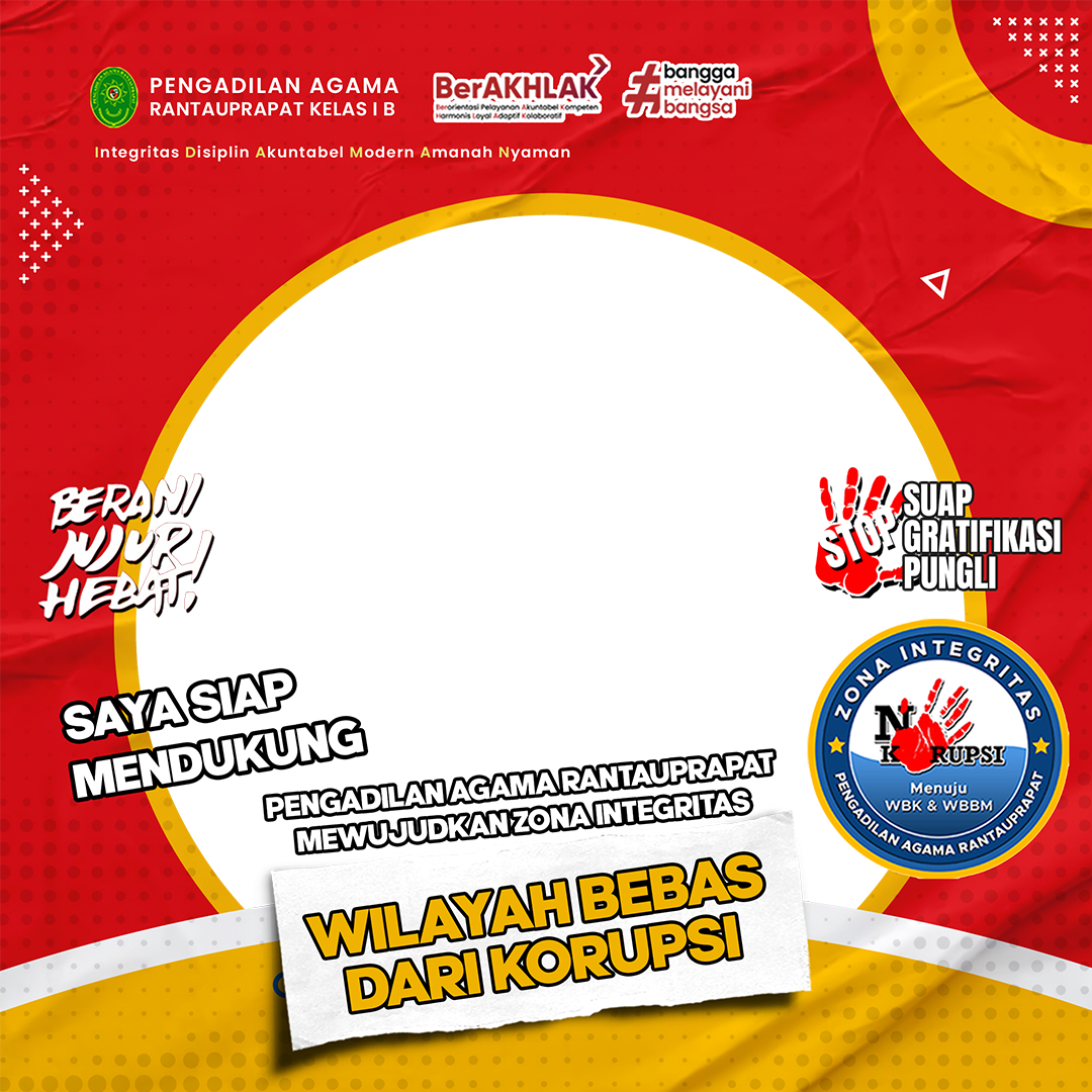 Dukungan Zona Integritas Pengadilan Agama RantauprapatTwibbon Tanpa Watermark