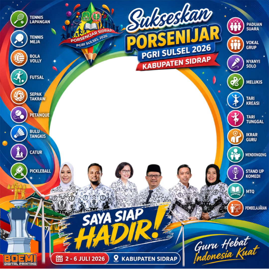 SUKSESKAN PORSENIJAR PGRI SULSEL 2026Twibbon Tanpa Watermark