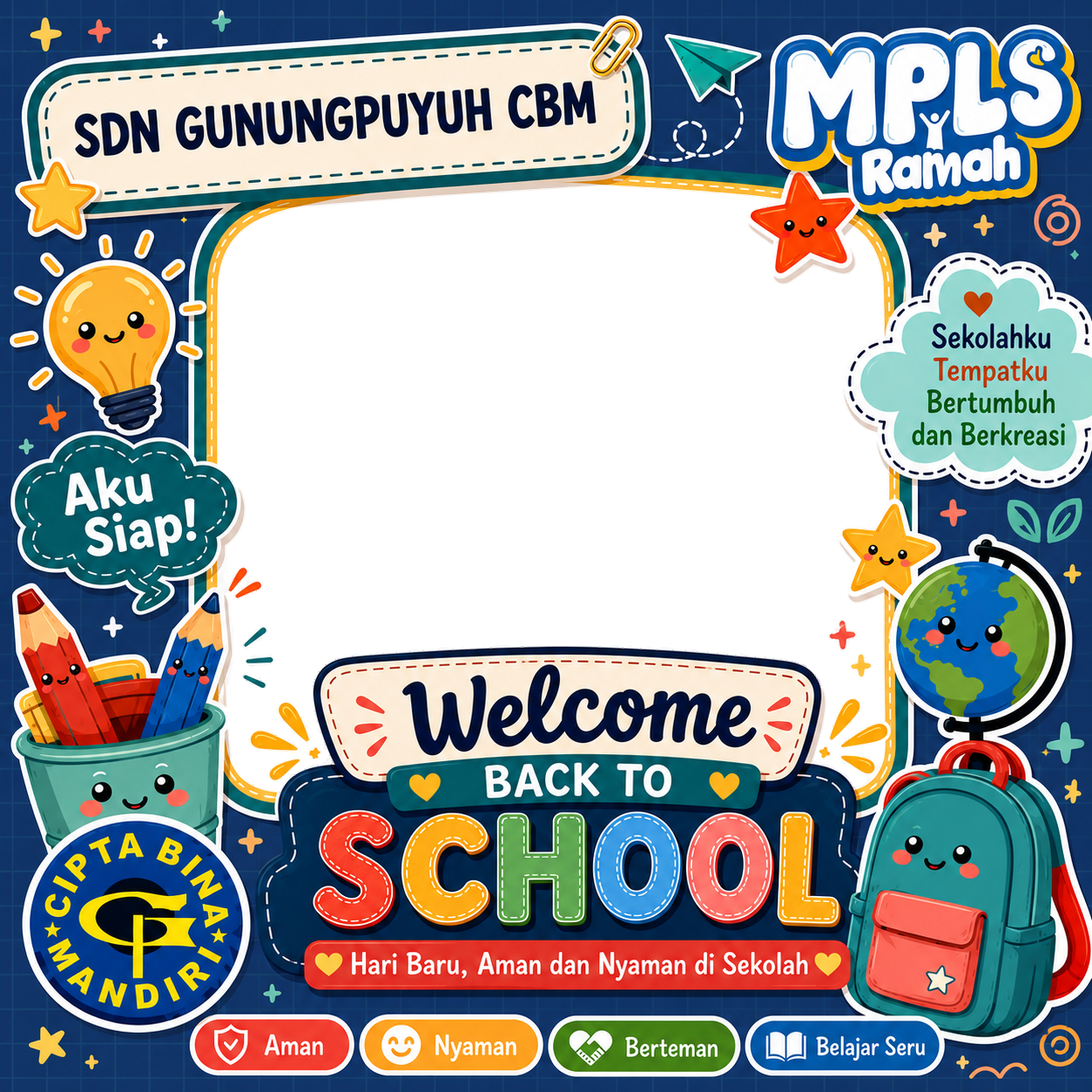 Welcome Back to SchoolTwibbon Tanpa Watermark