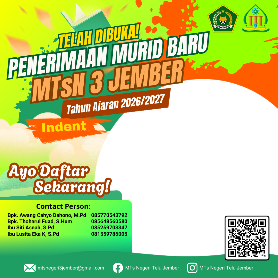 PPDB MTsN 3 Jember 2026Twibbon Tanpa Watermark