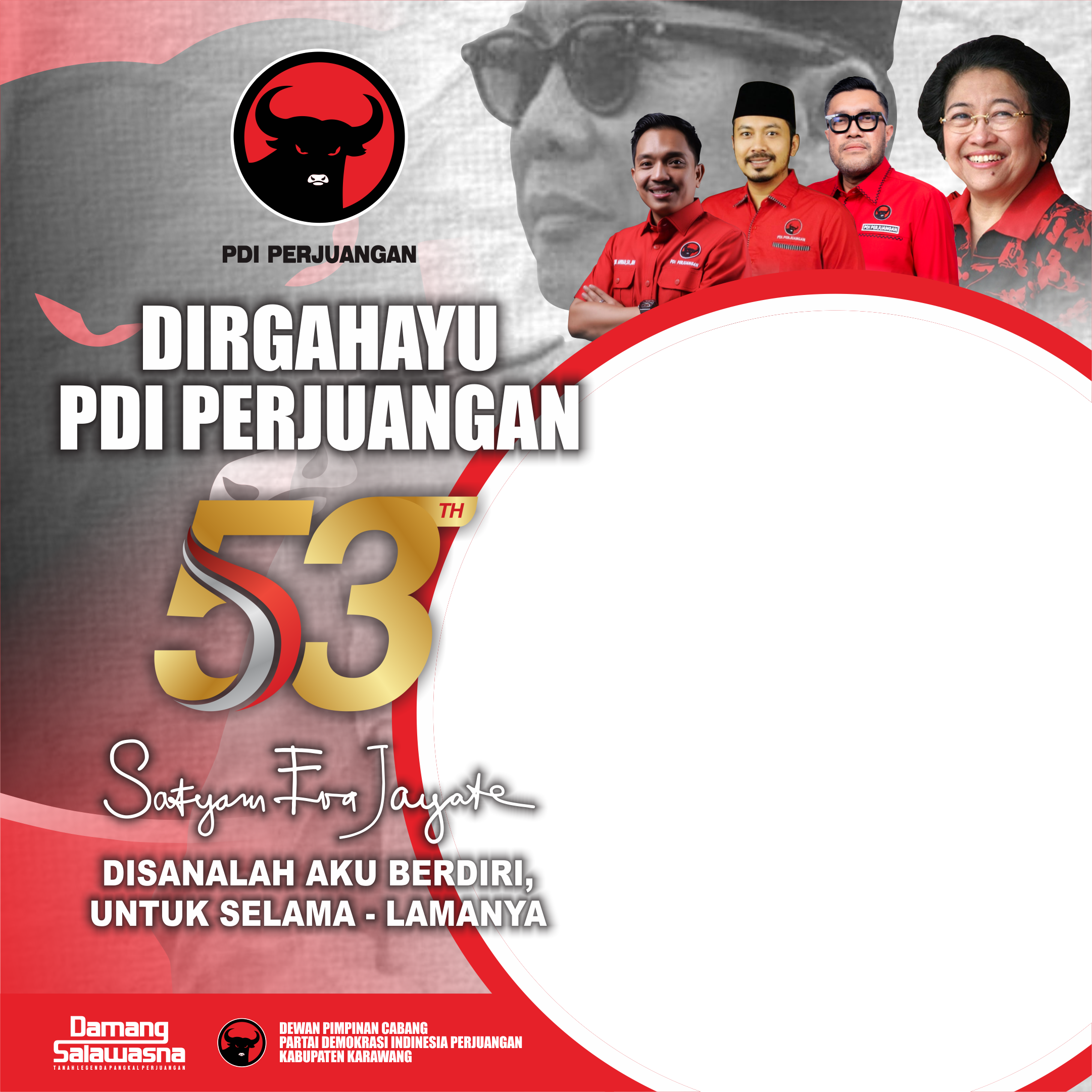 HUT PDI PERJUANGAN 53Twibbon Tanpa Watermark