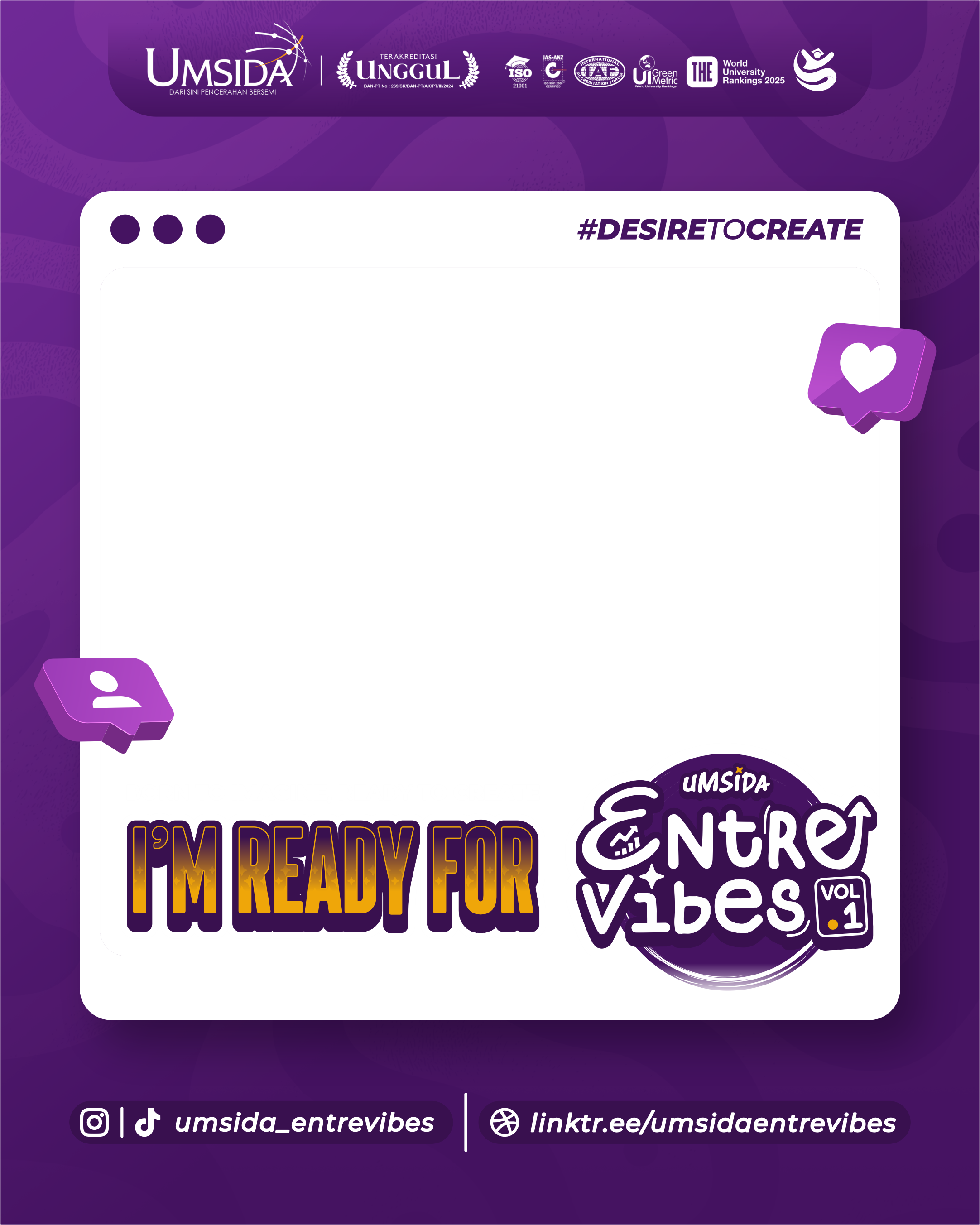 UMSIDA EntreVibes Vol. 1 - 2K26Twibbon Tanpa Watermark
