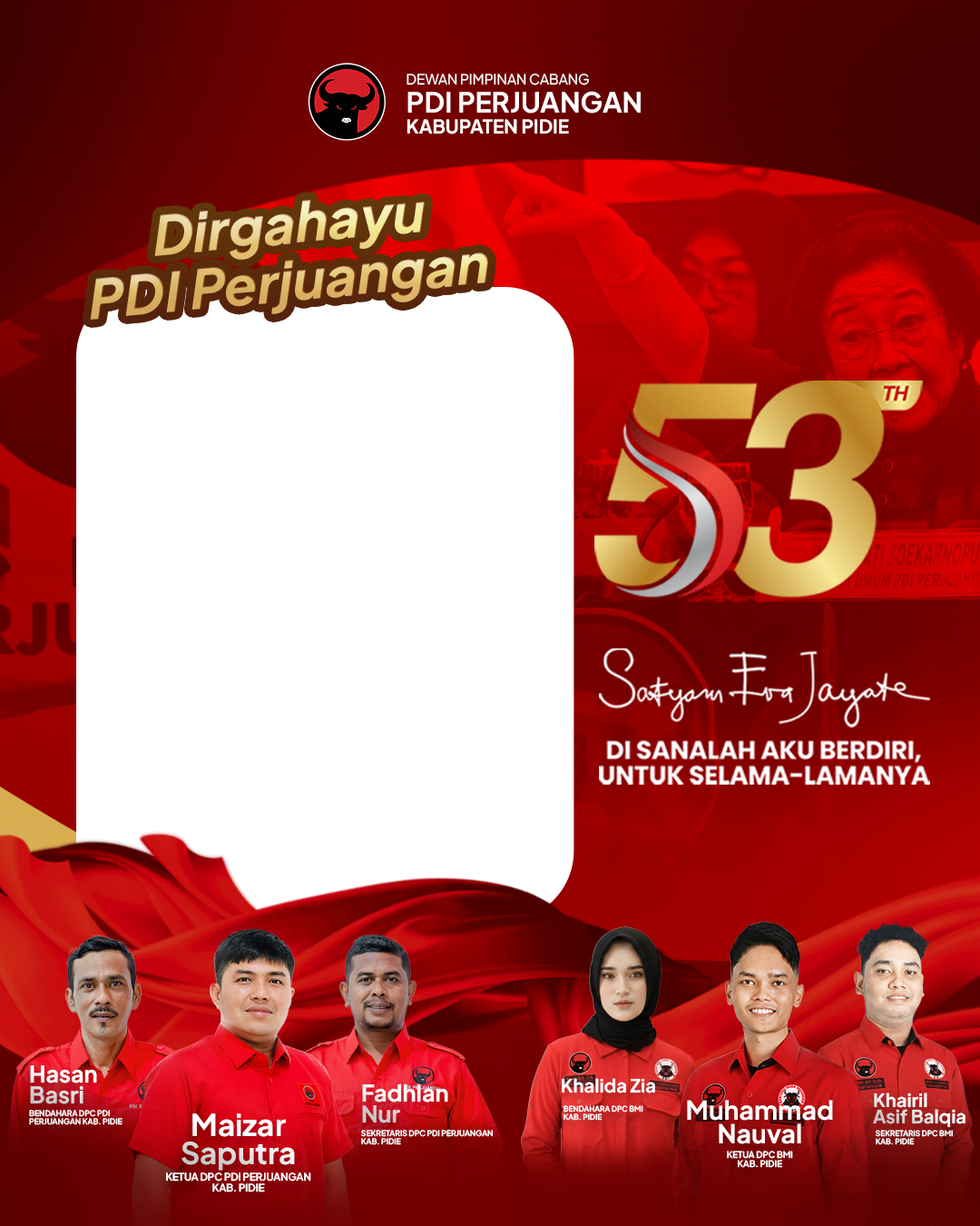 HUT PDI PERJUANGAN KE-53Twibbon Tanpa Watermark