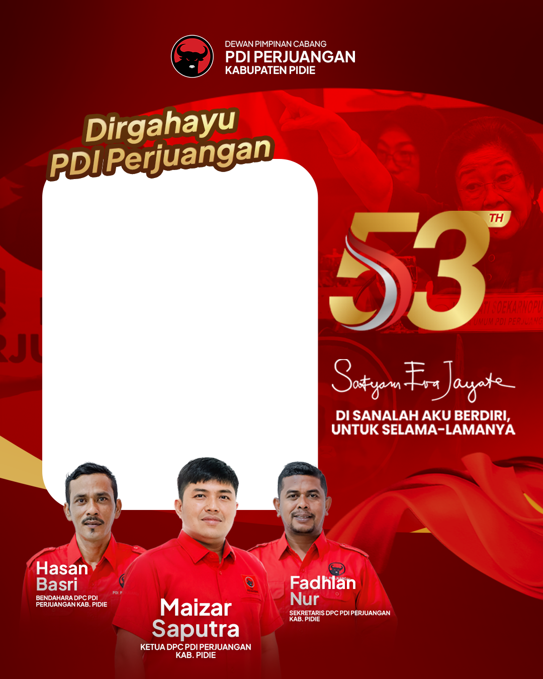 HUT PDI PERJUANGAN KE-53 | DPC PDI PERJUANGAN KAB. PIDIETwibbon Tanpa Watermark