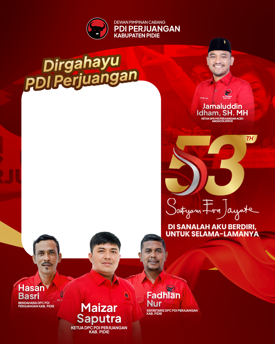 HUT PDI PERJUANGAN KE-53 | DPC PDI PERJUANGAN KAB. PIDIE ACEHTwibbon Tanpa Watermark