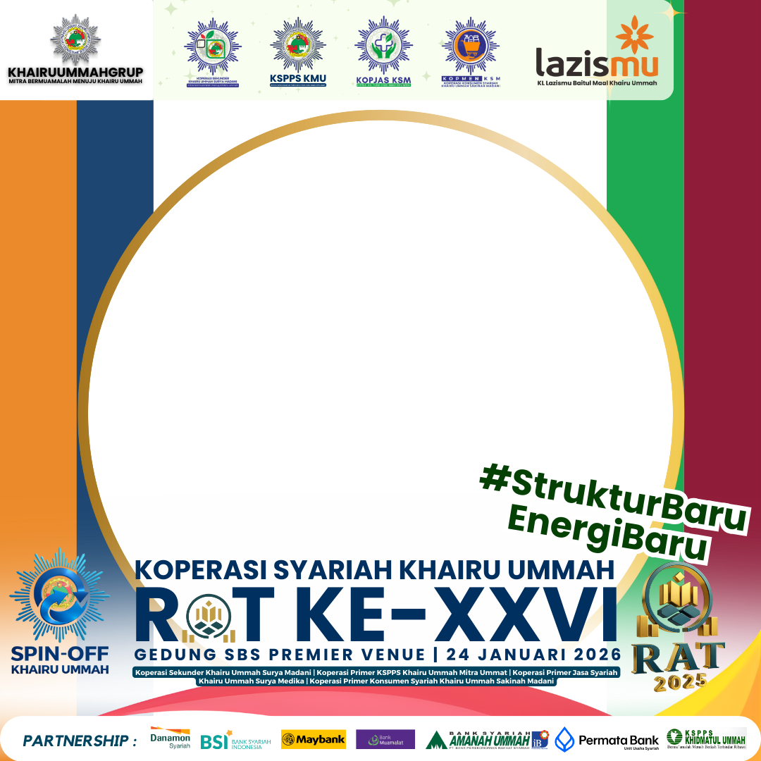 RAPAT ANGGOTA TAHUNAN (RAT) XXVI KJS KHAIRU UMMAH TAHUN BUKU 2025Twibbon Tanpa Watermark