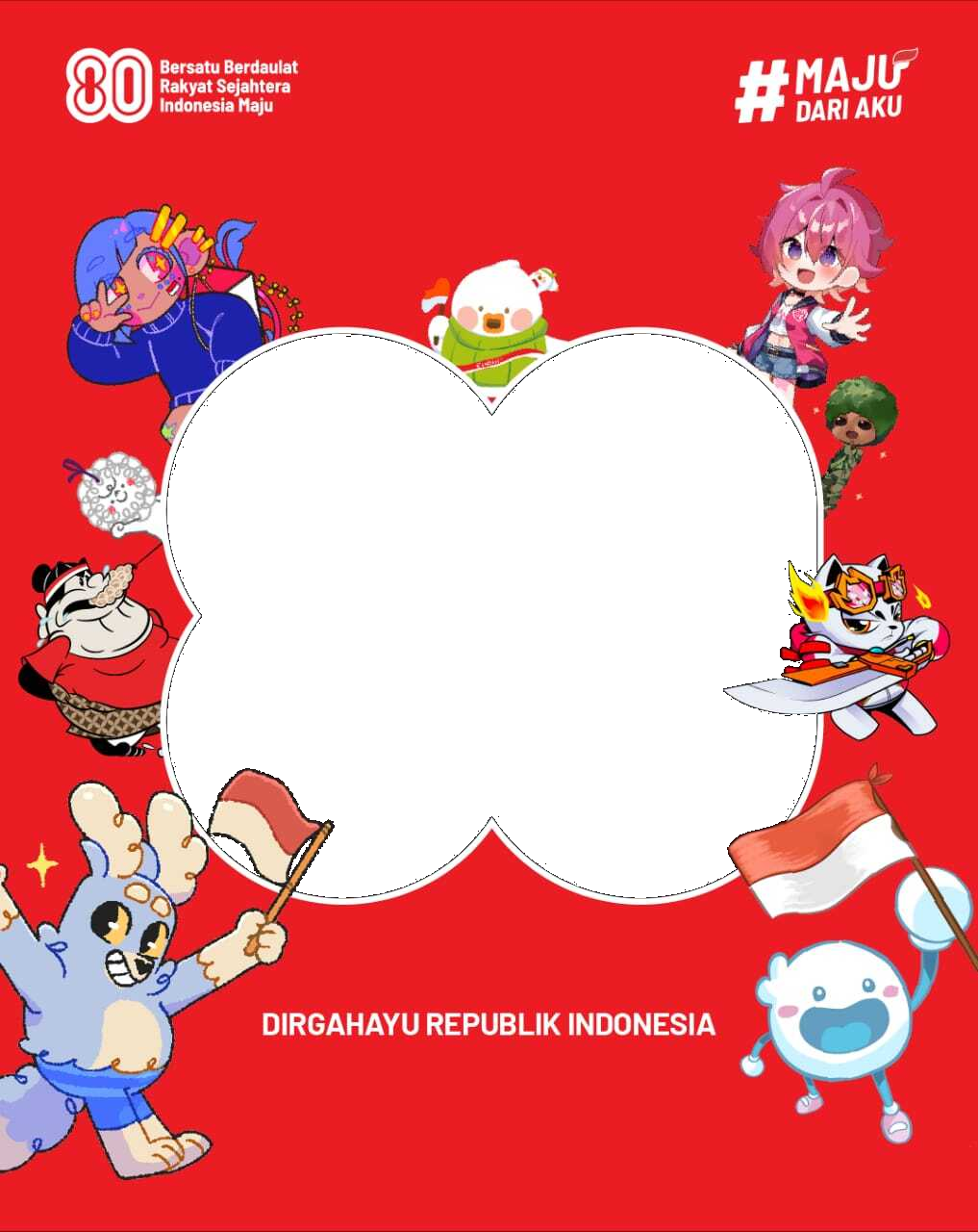 HARI RAYA KEMERDEKAAN RI KE 80Twibbon Tanpa Watermark