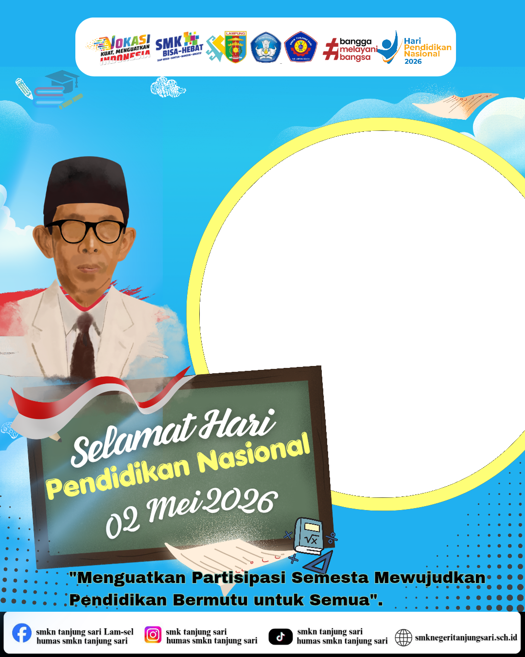 Hari Pendidikan Nasional tahun 2026Twibbon Tanpa Watermark