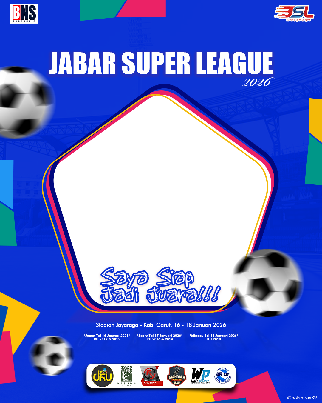 JABAR SUPER LEAGUE 2026Twibbon Tanpa Watermark