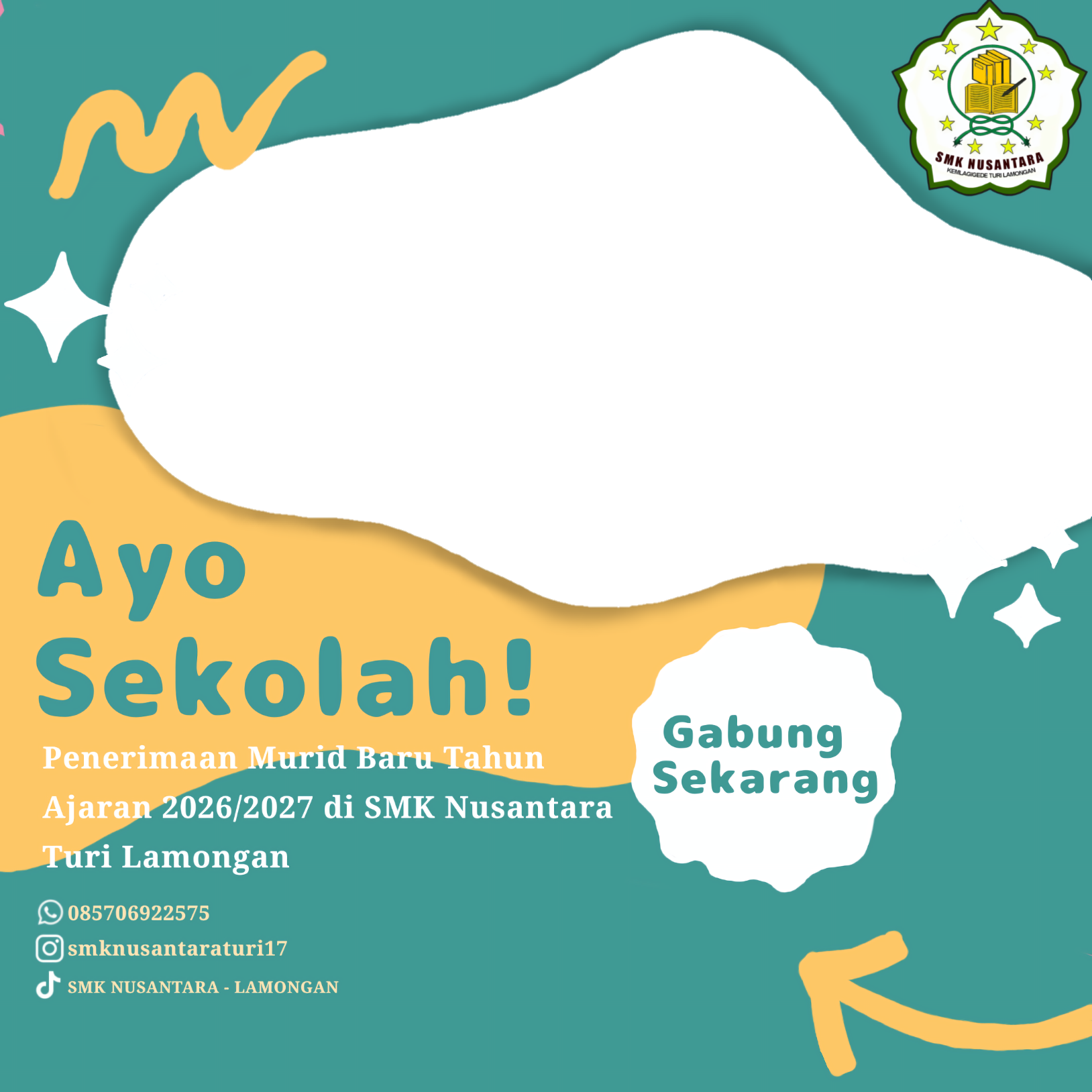 ayo sekolah di SMK Nusantara turiTwibbon Tanpa Watermark