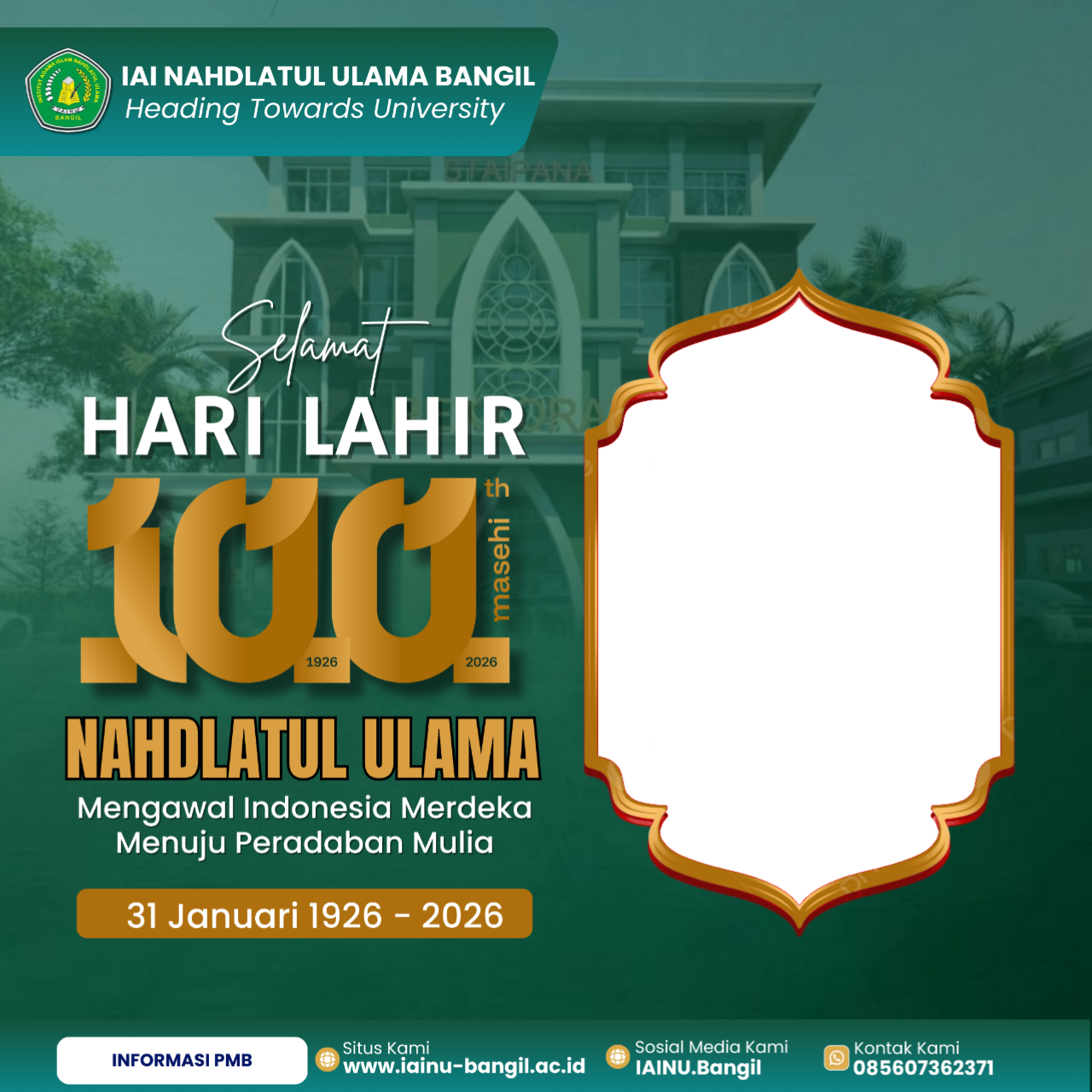 Hari Lahir NU oleh IAINU BANGILTwibbon Tanpa Watermark