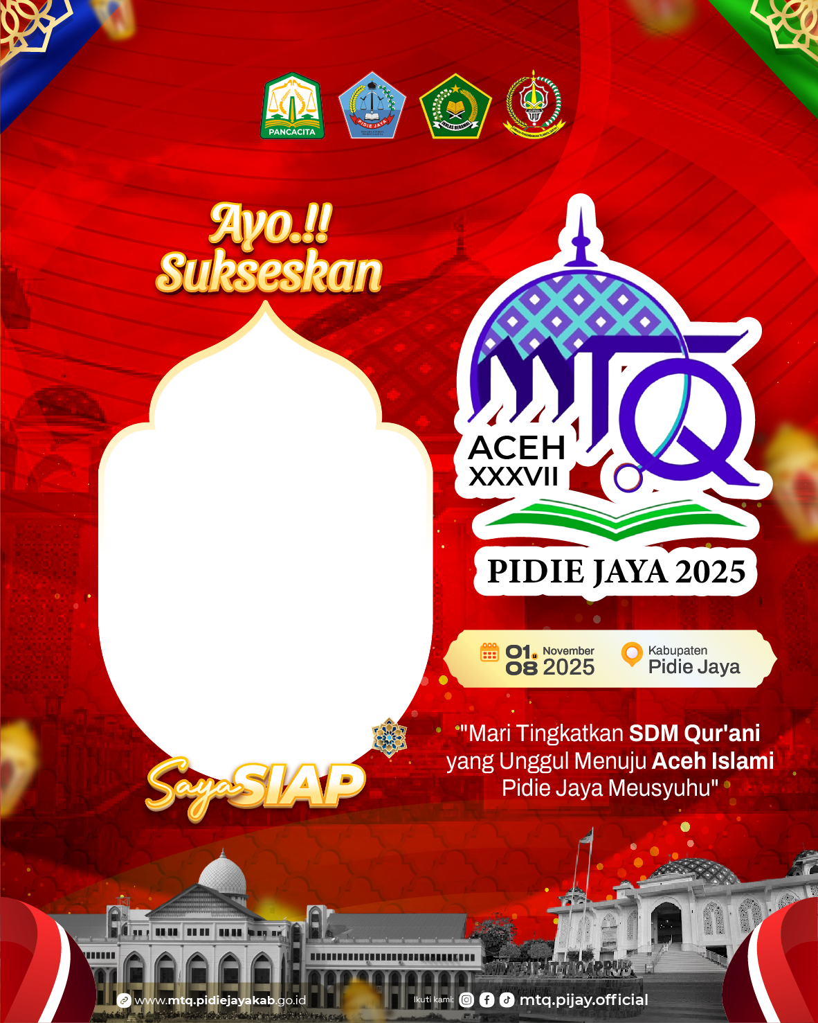 Twibbon MTQ Aceh XXXVII Pidie Jaya 2025Twibbon Tanpa Watermark