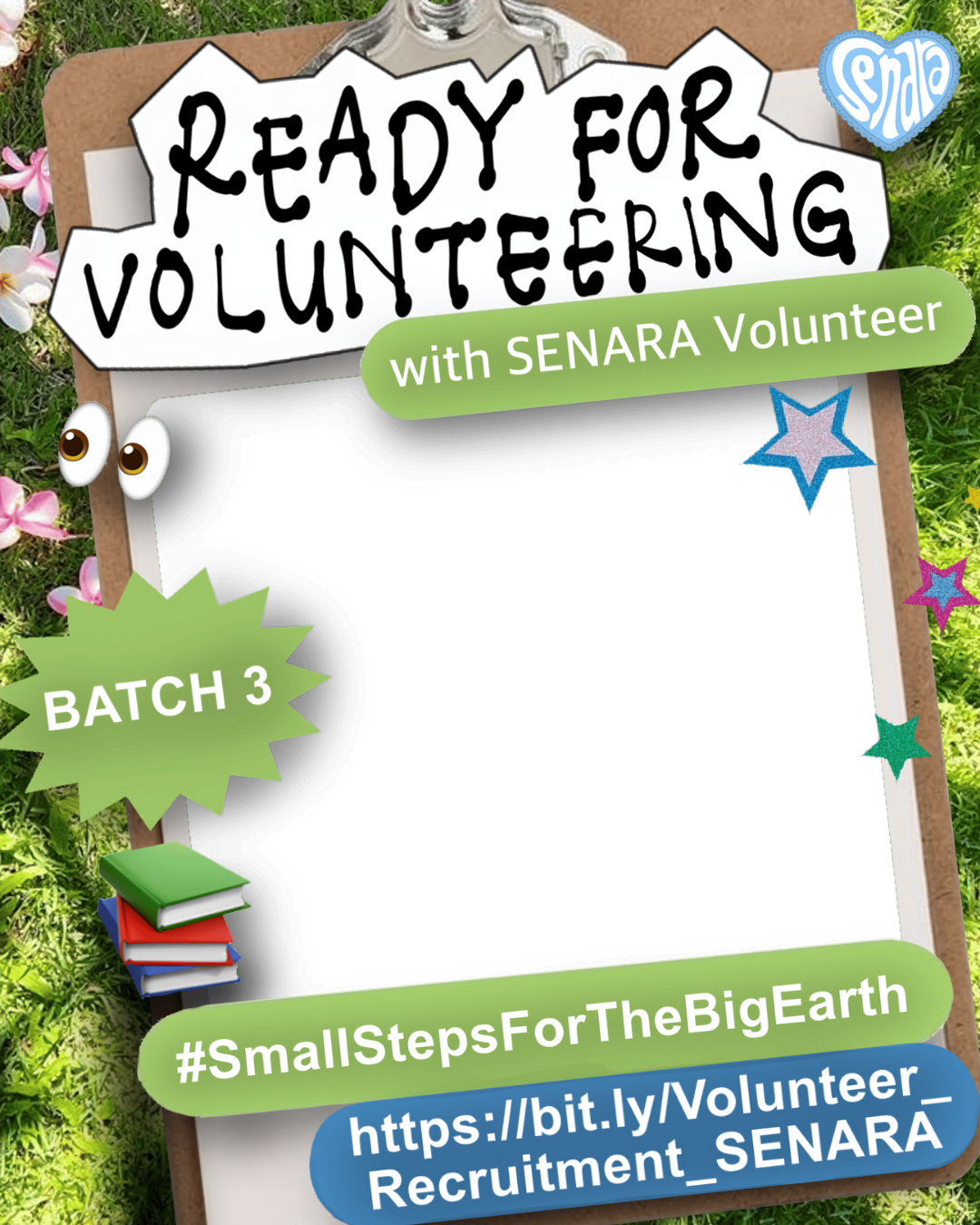 VOLUNTEER SENARA BATCH 3: "SMALL STEPS FOR THE BIG EARTH"Twibbon Tanpa Watermark