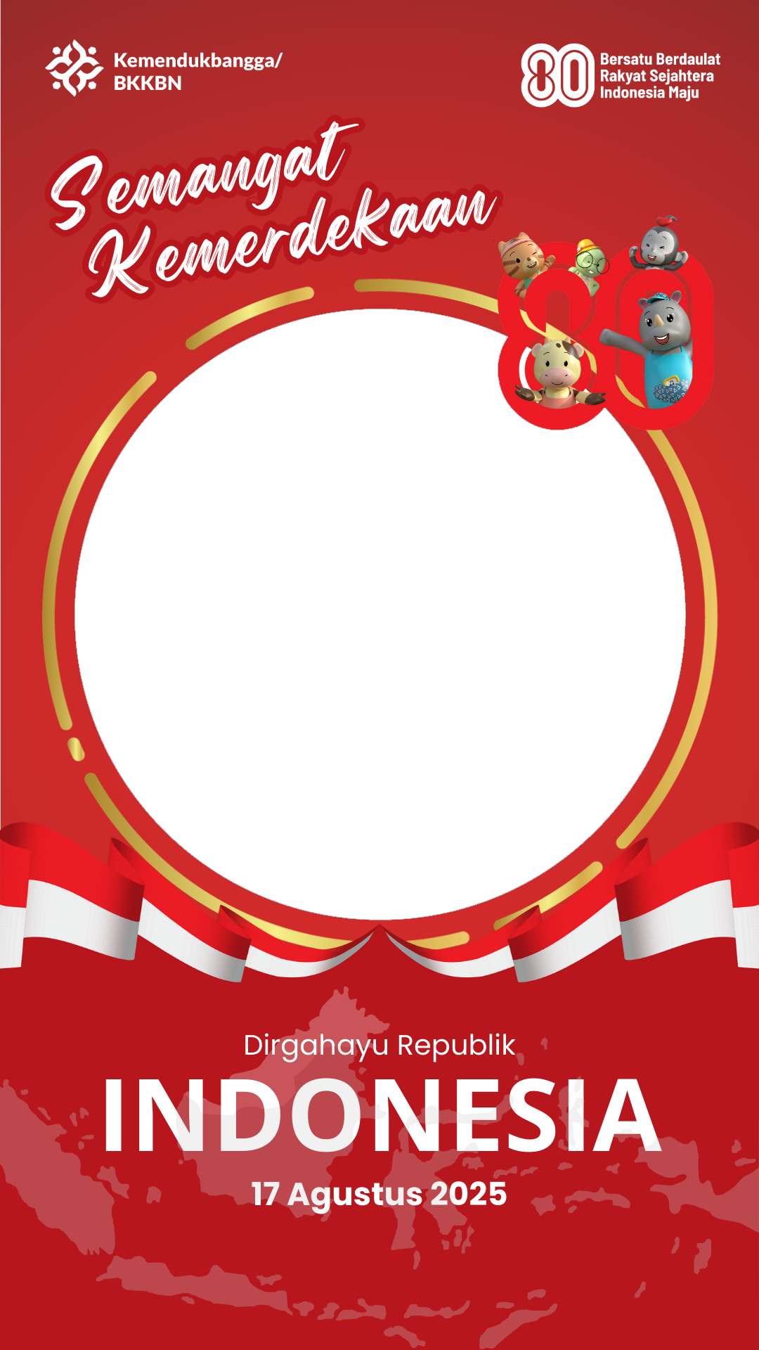 Twibbon HUT RI ke-80 KemendukbanggaTwibbon Tanpa Watermark