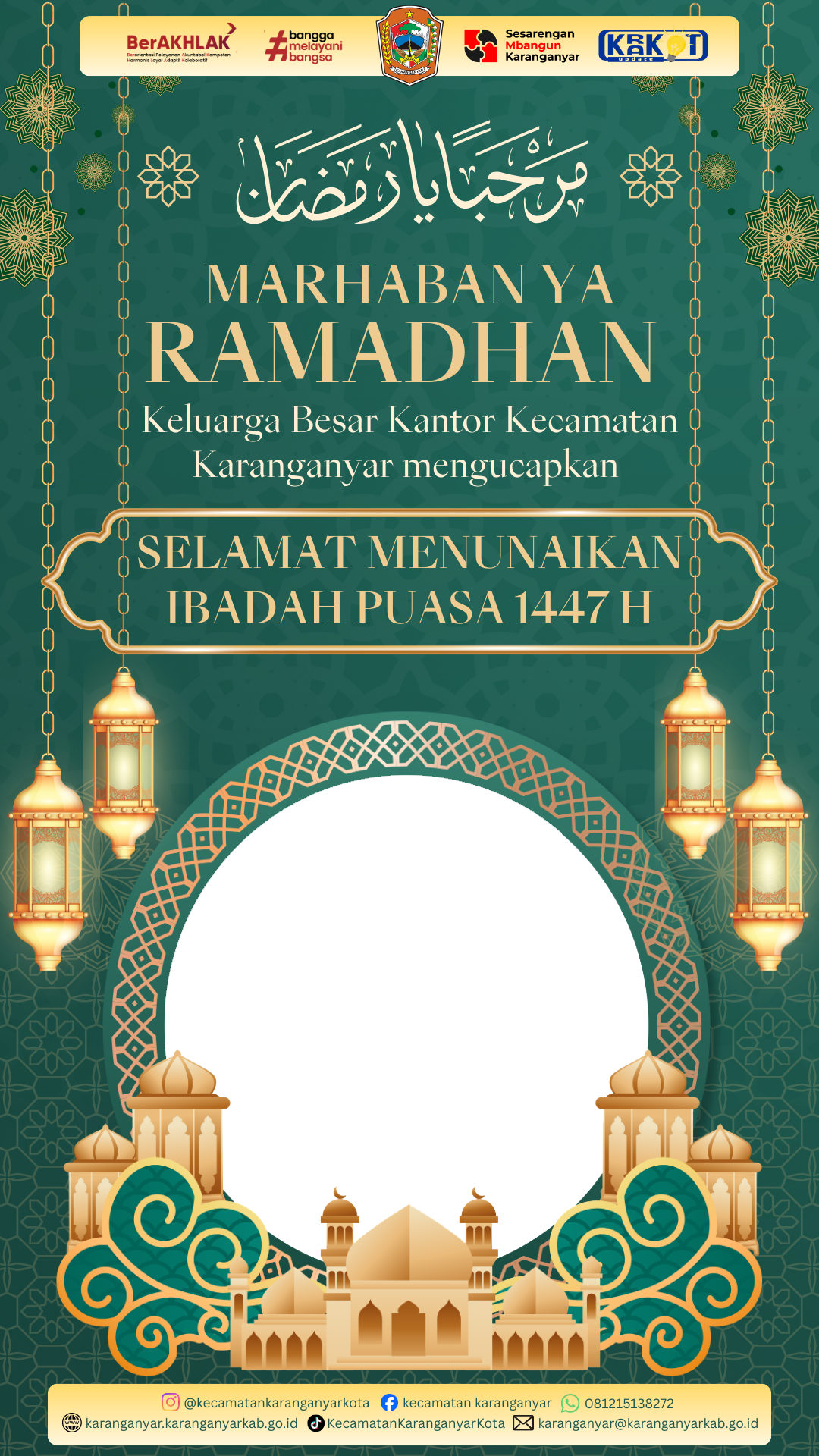 Twibbon Ucapan Marhaban Ya Ramadhan Karyawan/ti Kantor Kecamatan KaranganyarTwibbon Tanpa Watermark