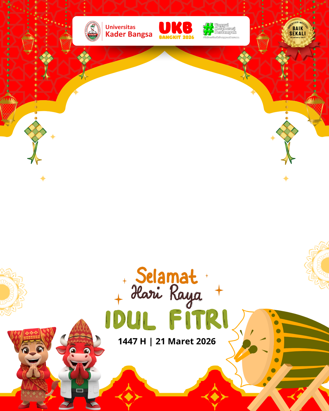 Selamat Hari Raya Idul Fitri 1447 H | Universitas Kader Bangsa 2026Twibbon Tanpa Watermark