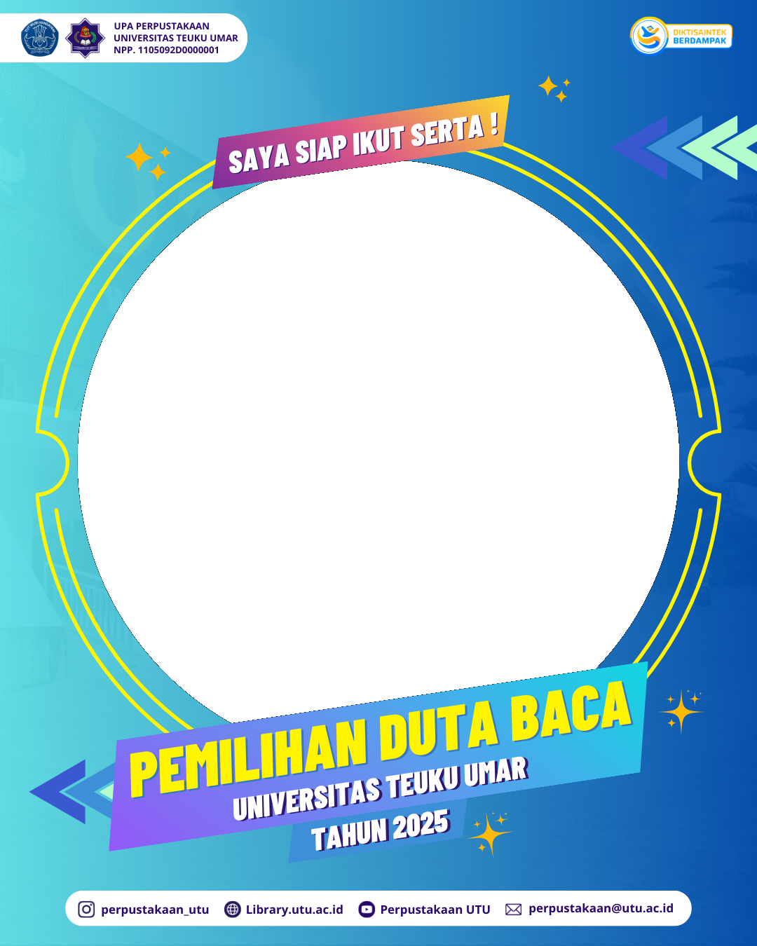 Twibbon Peserta Duta Baca UTU 2025Twibbon Tanpa Watermark