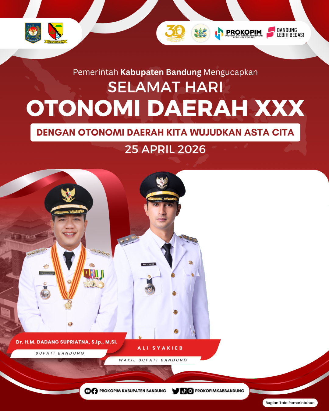 Hari Otonomi Daerah XXX Tahun 2026Twibbon Tanpa Watermark