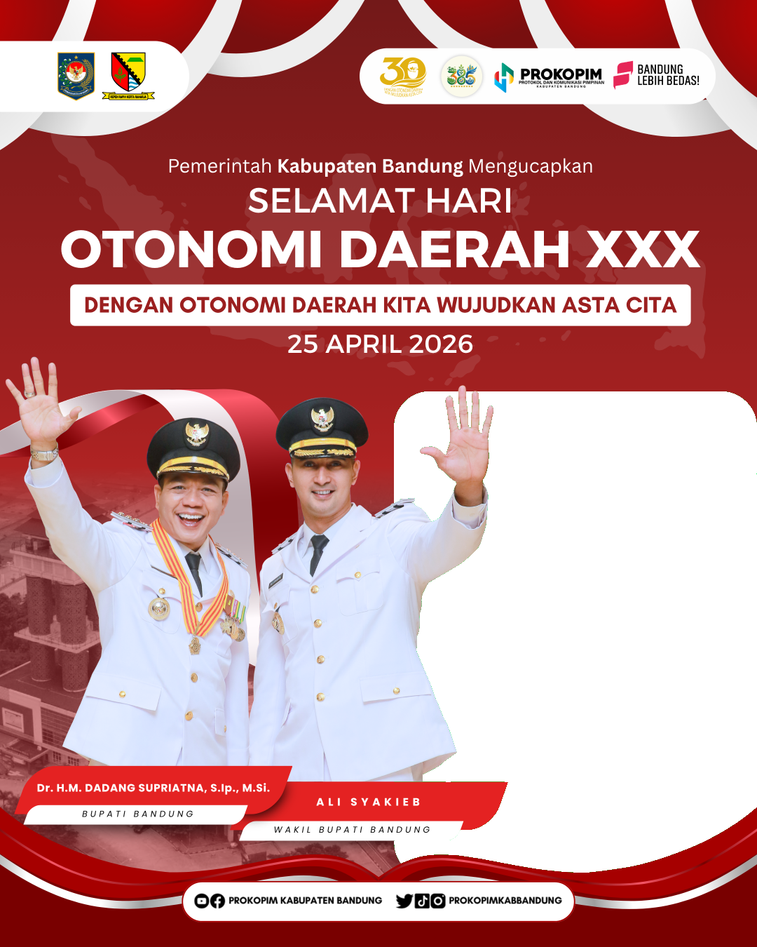 Hari Otonomi Daerah XXX Tahun 2026Twibbon Tanpa Watermark