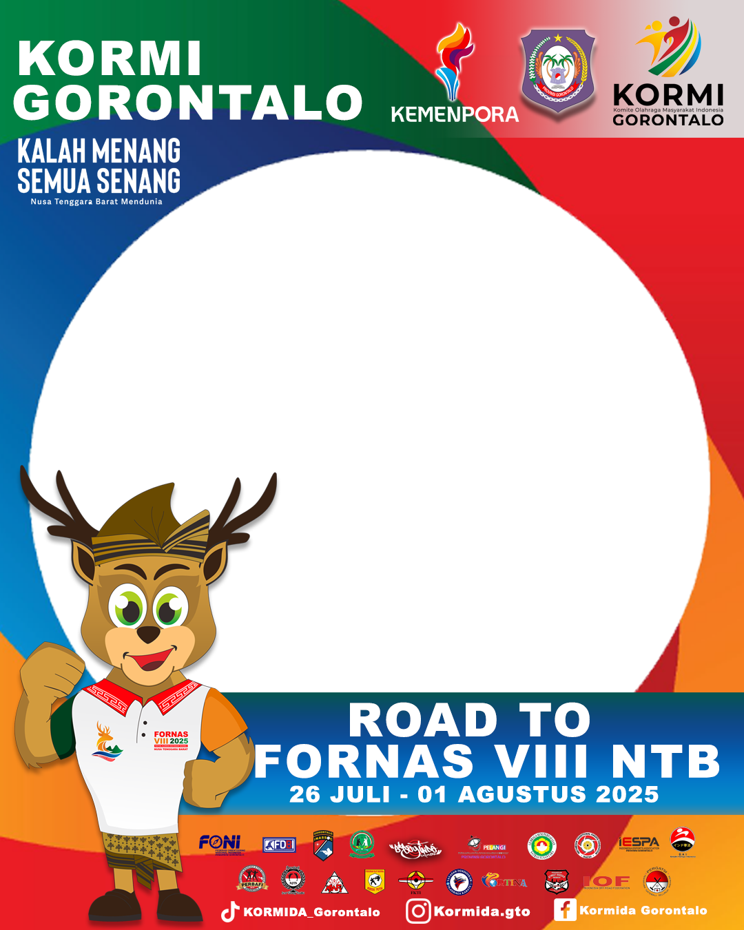 Kontingen Gorontalo Road to FORNAS VIII NTB 2025Twibbon Tanpa Watermark