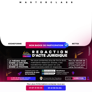 MASTERCLASS EN REDACTION D'ACTE JURIDIQUE